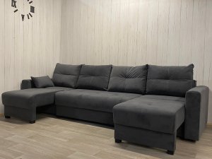 Диван Комфорт-6 (2+1К+1К) НПБ, велюр Monaco 7 grafit в Симе - sim.magazin-mebel74.ru | фото