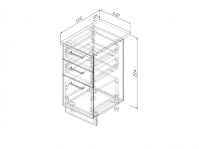 Н3Я 40 Модуль нижний Без Столешницы 3 ящика МН3Я 40 в Симе - sim.magazin-mebel74.ru | фото