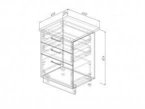 Н3Я 60 Модуль нижний Без Столешницы 3 ящика МН3Я 60 в Симе - sim.magazin-mebel74.ru | фото