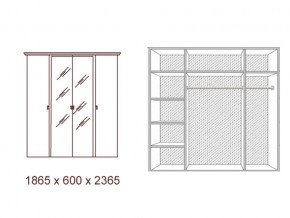 Шкаф 4-х дверный с зеркалами в Симе - sim.magazin-mebel74.ru | фото